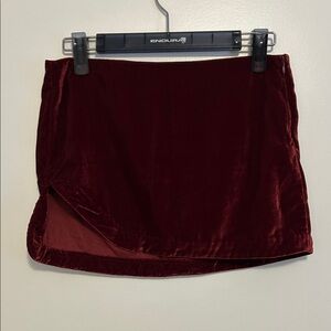 Free People Burgundy Velvet Mini Skirt